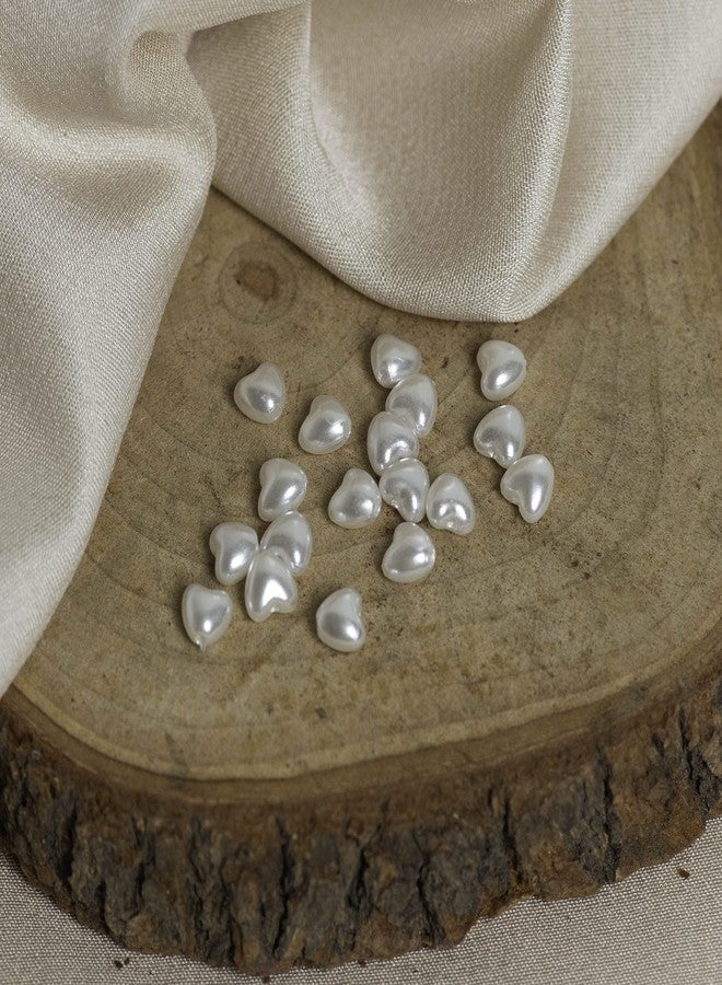 SATRA TRADERS Heart Shape Uncut Pearl Beads Spacer Beads DIY Jewellery Craft Making Necklace, Bracelet Size : 6mm | 100pcs, White - Image 1